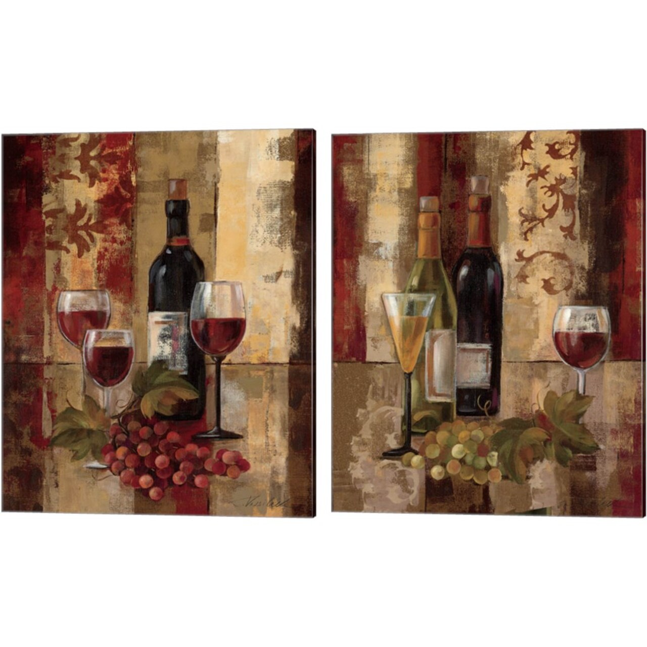 Graffiti and Wine by Silvia Vassileva 12" x 15" Canvas Wall Art (Set of 2)